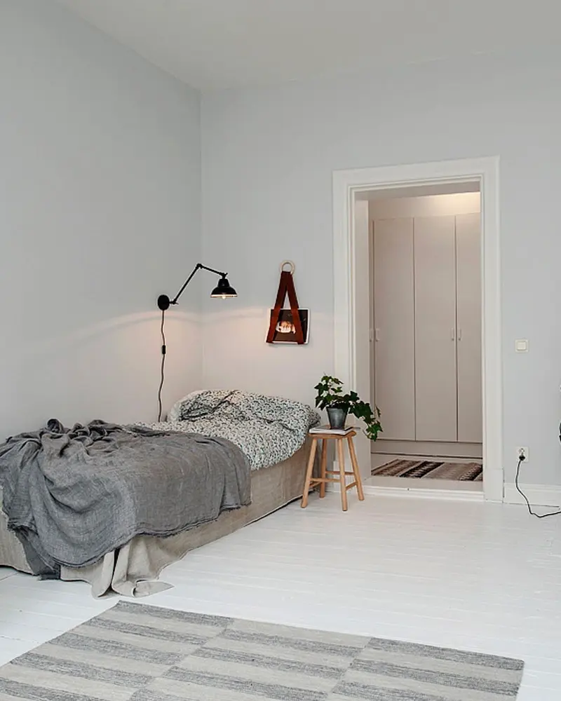 deco appartement moderne gris blanc chambre