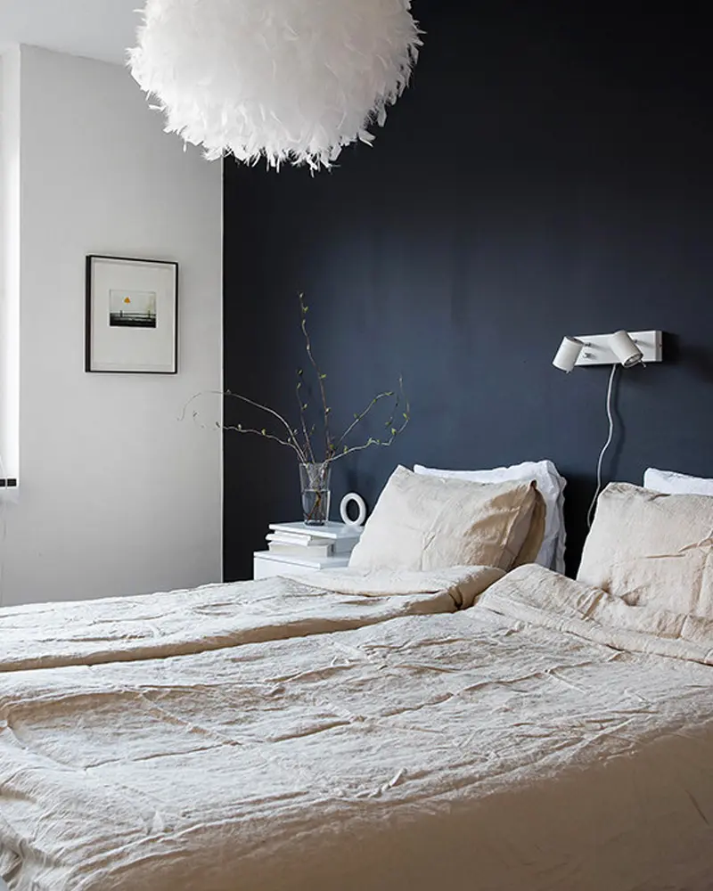 deco appartement moderne scandinave noir blanc chambre