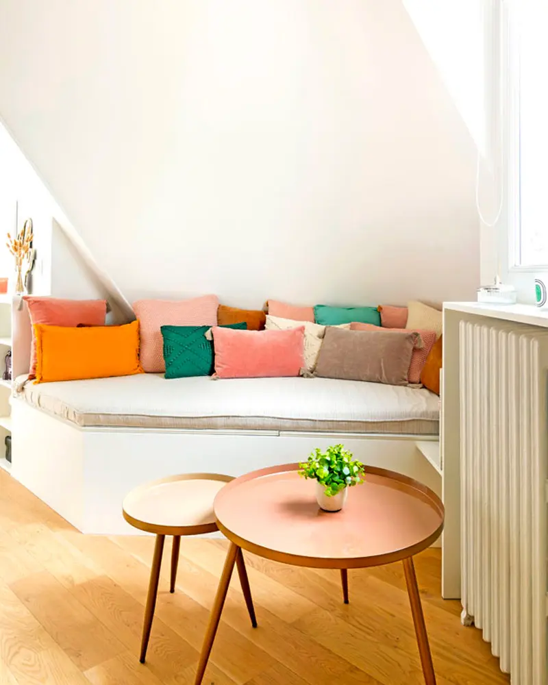 deco appartement nature vert rose salon
