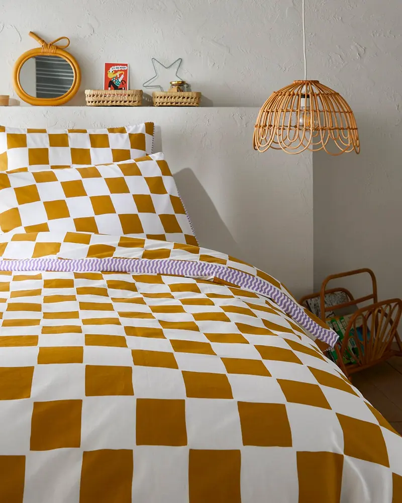 deco chambre housse couette damier