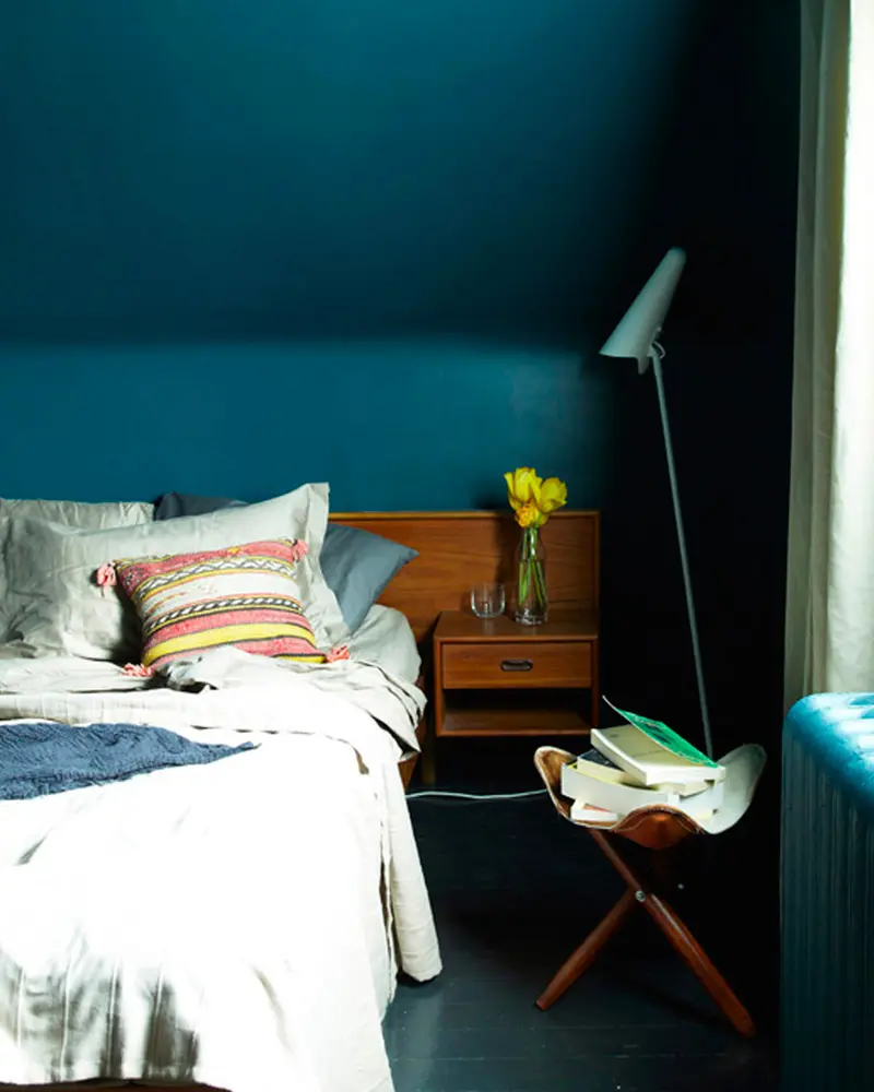 deco chambre mur bleu canard