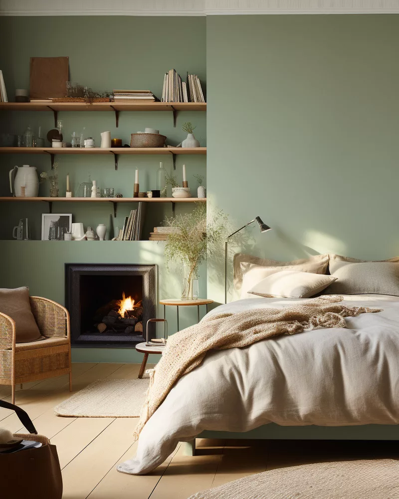 deco chambre vert sauge beige