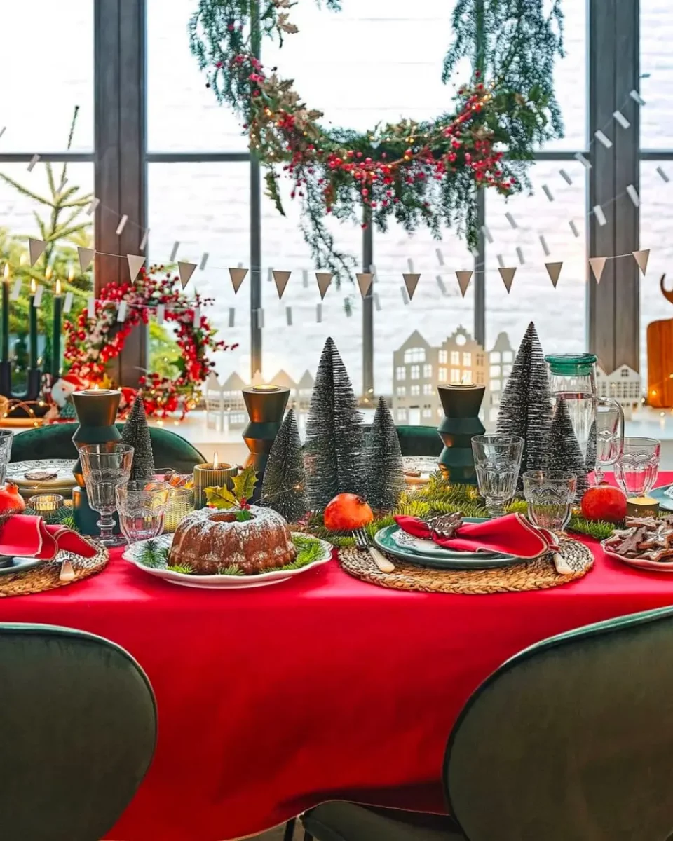 deco table noel rouge vert