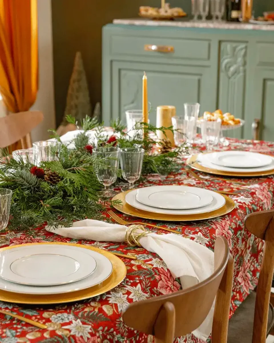 deco table noel vegetale rouge vert