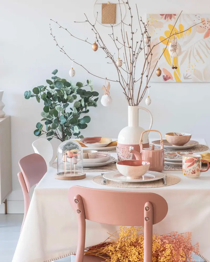 deco table paques rose
