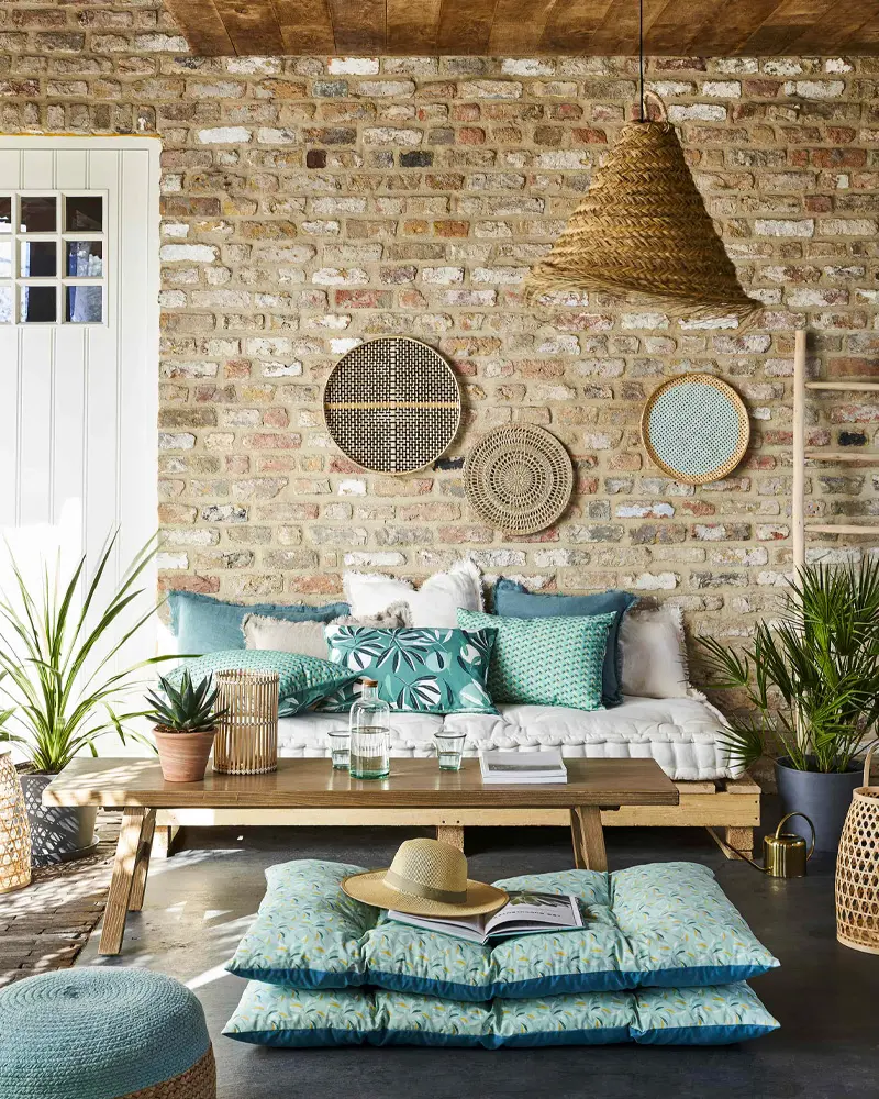 deco terrasse boheme bleu
