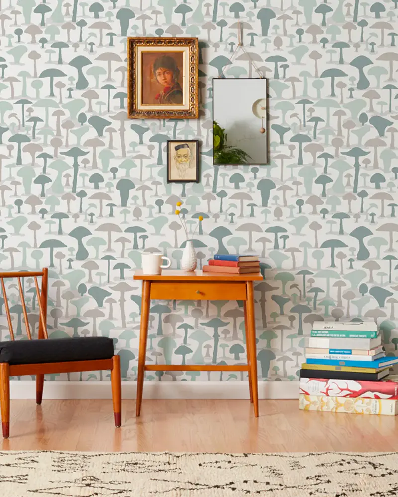 deco vintage papier peint champignon