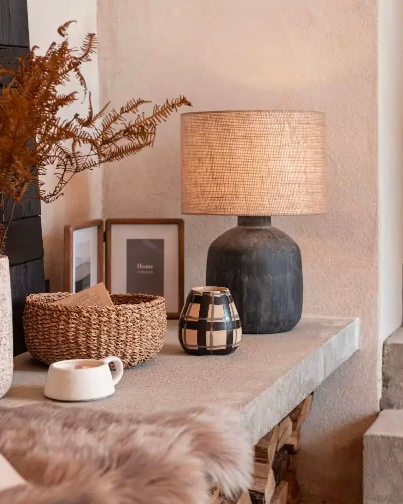 lampe japandi noir beige