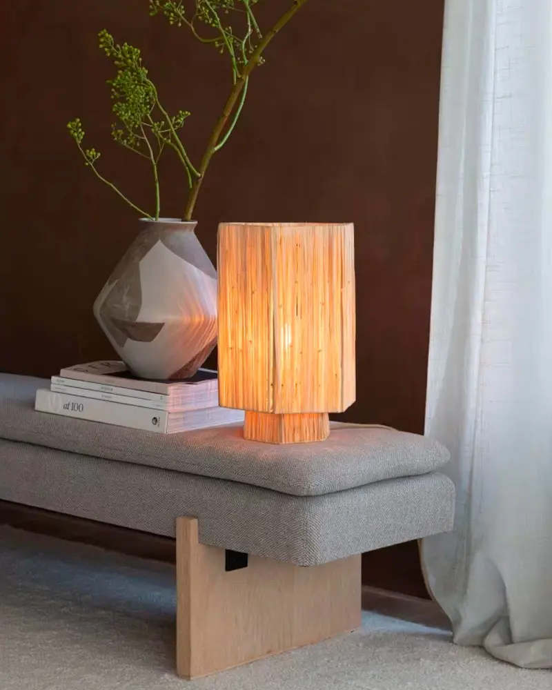 lampe raphia hexagonale