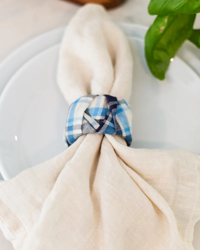rond de serviette tissu tresse diy
