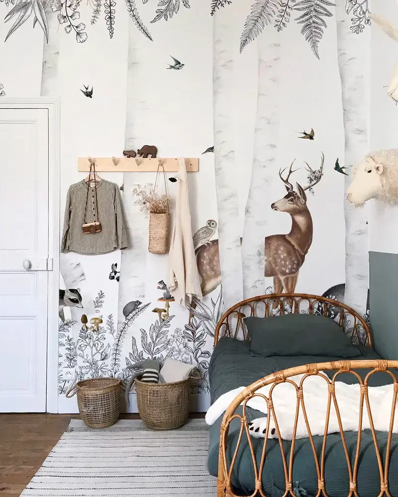 rotin deco chambre enfant nature