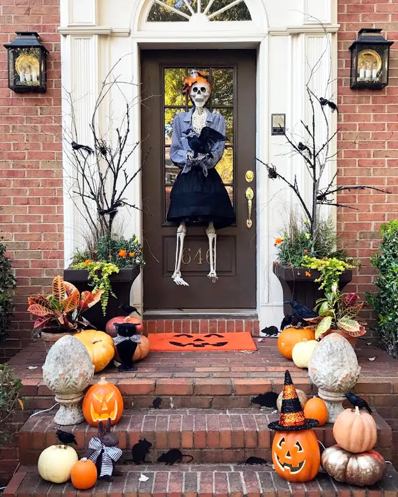 squelette diy deco porte halloween
