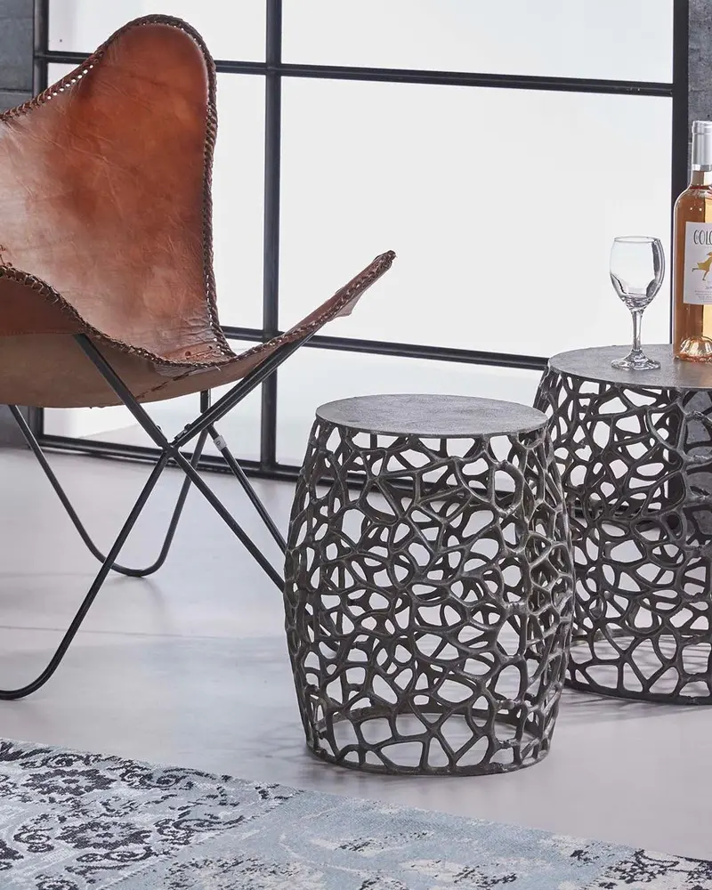 table basse nickel noir deco salon