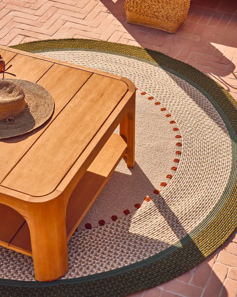 tapis rond intérieur extérieur vert kaki