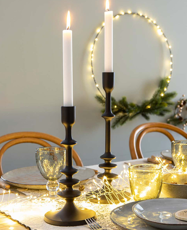 bougeoir noir deco table noel