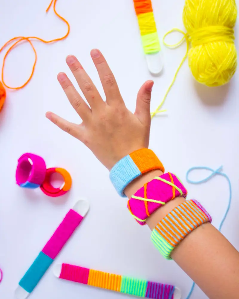 bracelet jonc laine diy