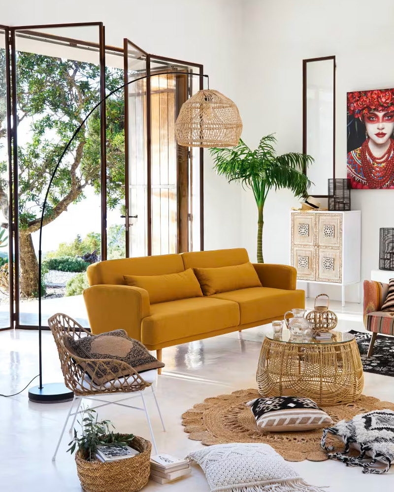 canape convertible jaune moutarde