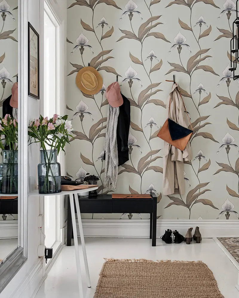 deco appartement blanc papier peint entree