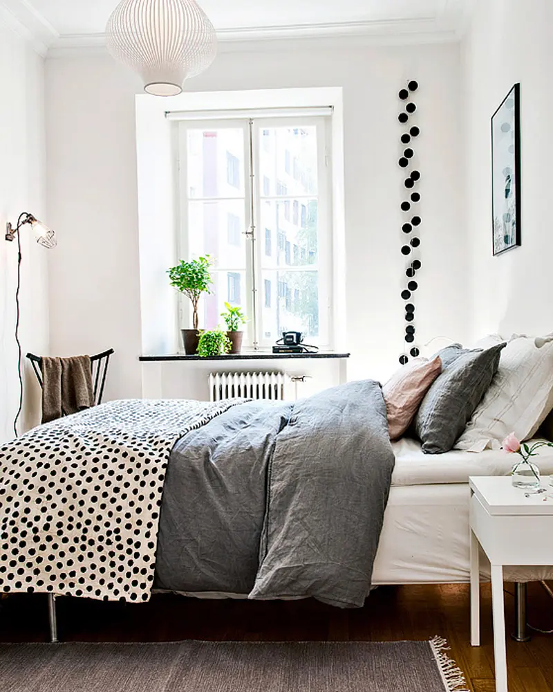 deco appartement scandinave vintage noir blanc chambre