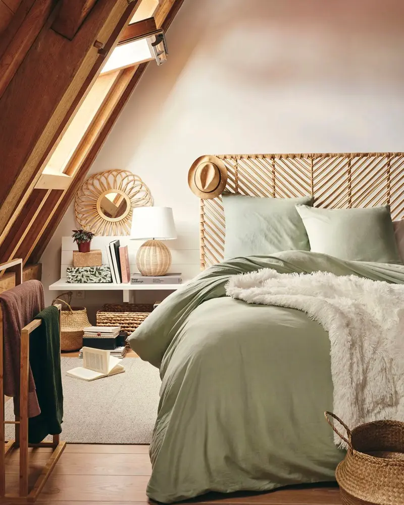 deco chambre beige vert