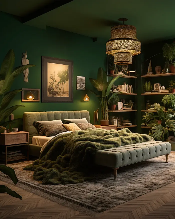 deco chambre nature tropical vert
