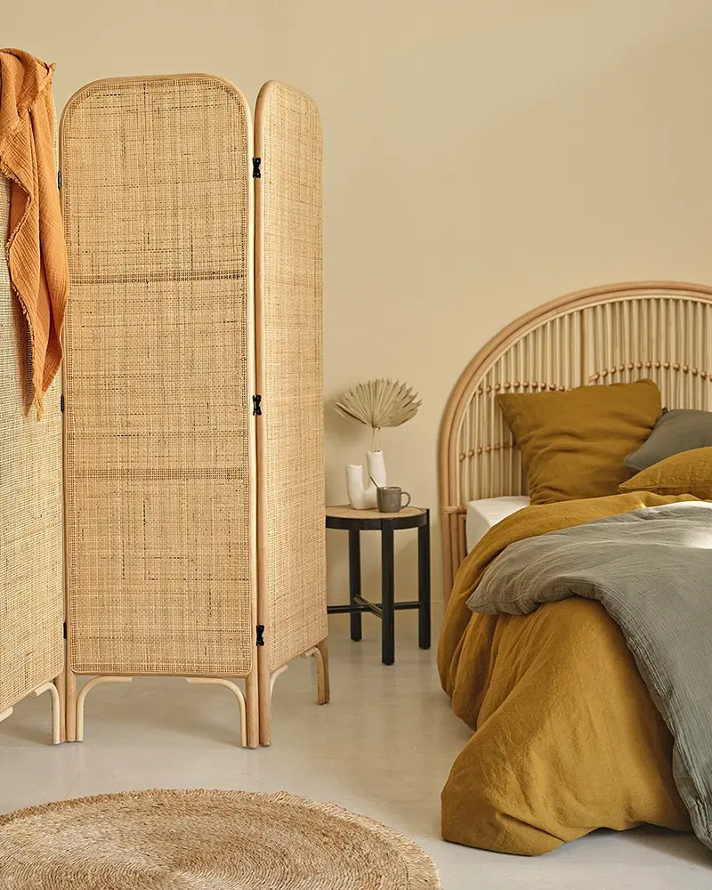 deco chambre zen japandi rotin