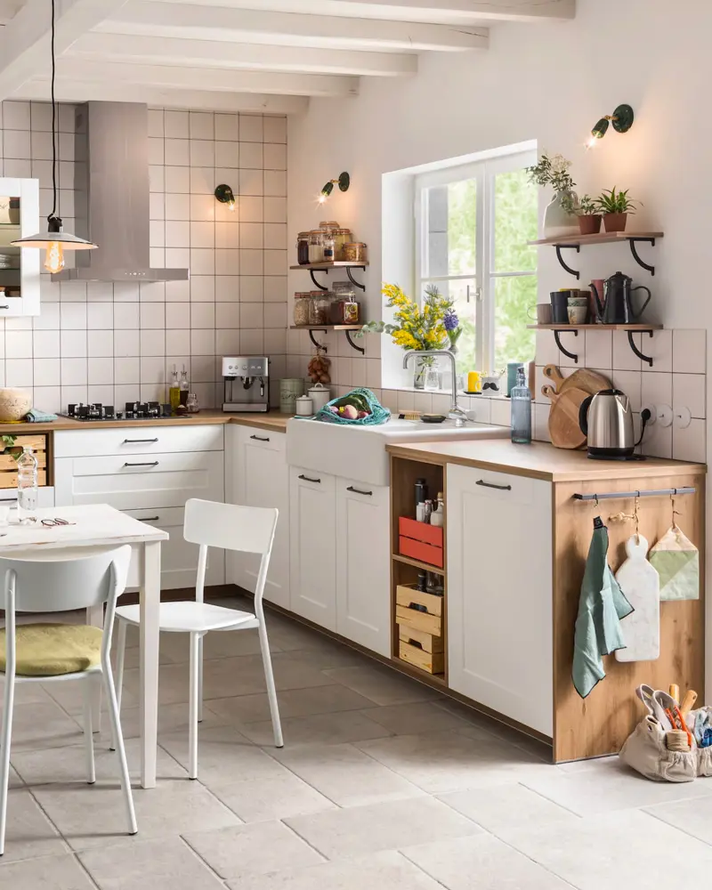 deco cuisine campagne blanc bois
