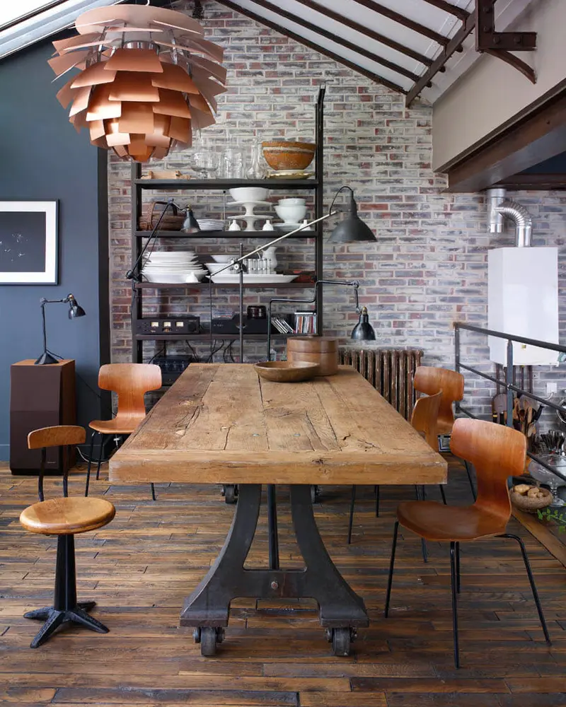 deco salle a manger industrielle bois
