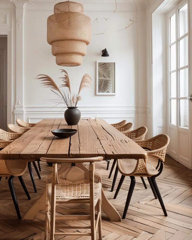 deco salle a manger rotin
