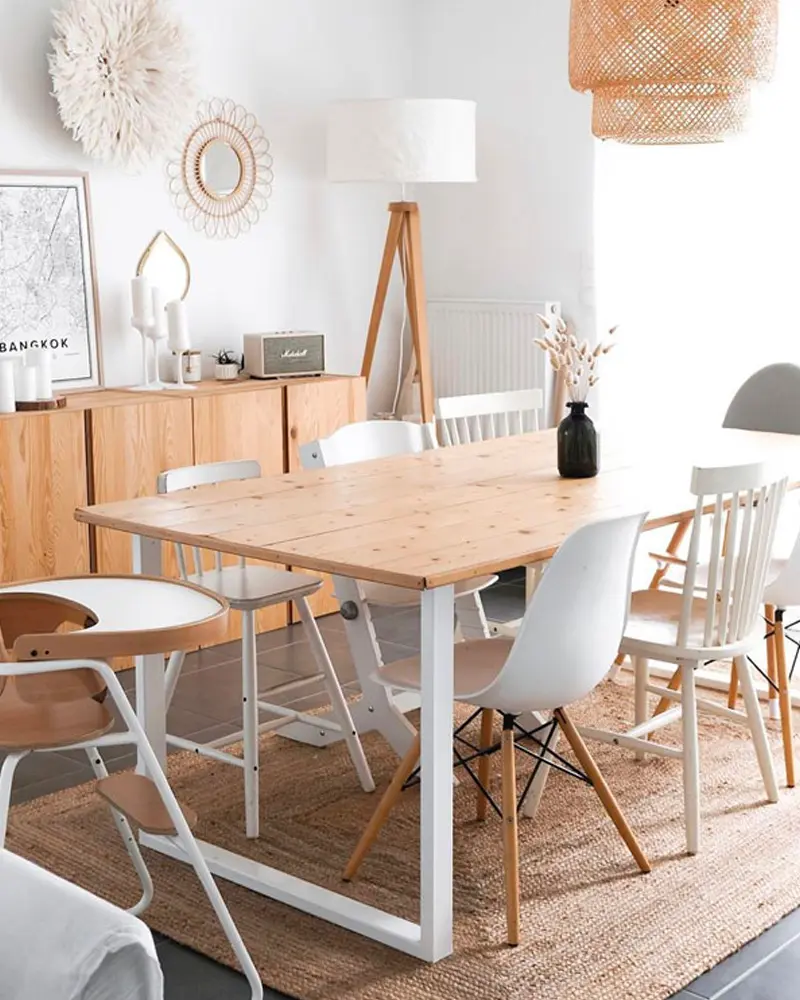 deco salle a manger scandinave blanc bois