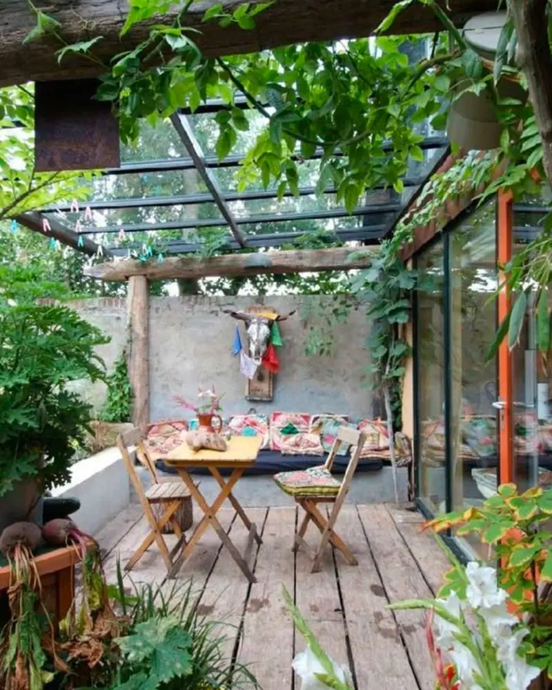 deco terrasse boheme vegetale