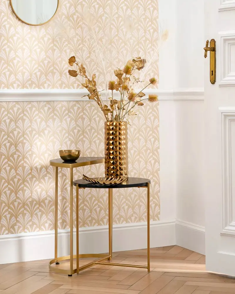 papier peint dore deco entree