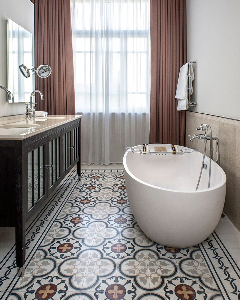 deco carreaux ciment salle de bain sol