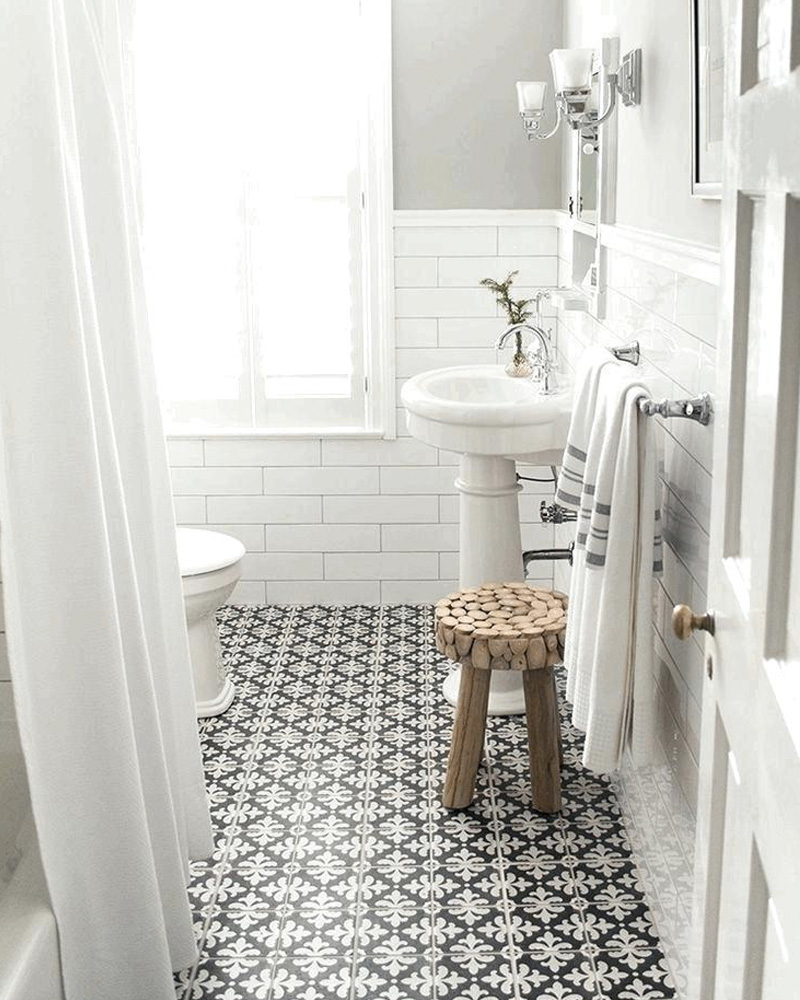 deco carreaux ciment salle de bain sol