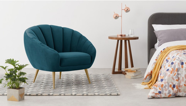 fauteuil deco bleu canard