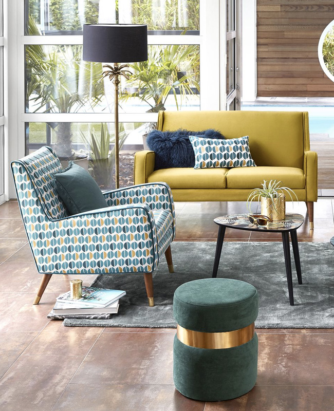 fauteuil deco bleu canard