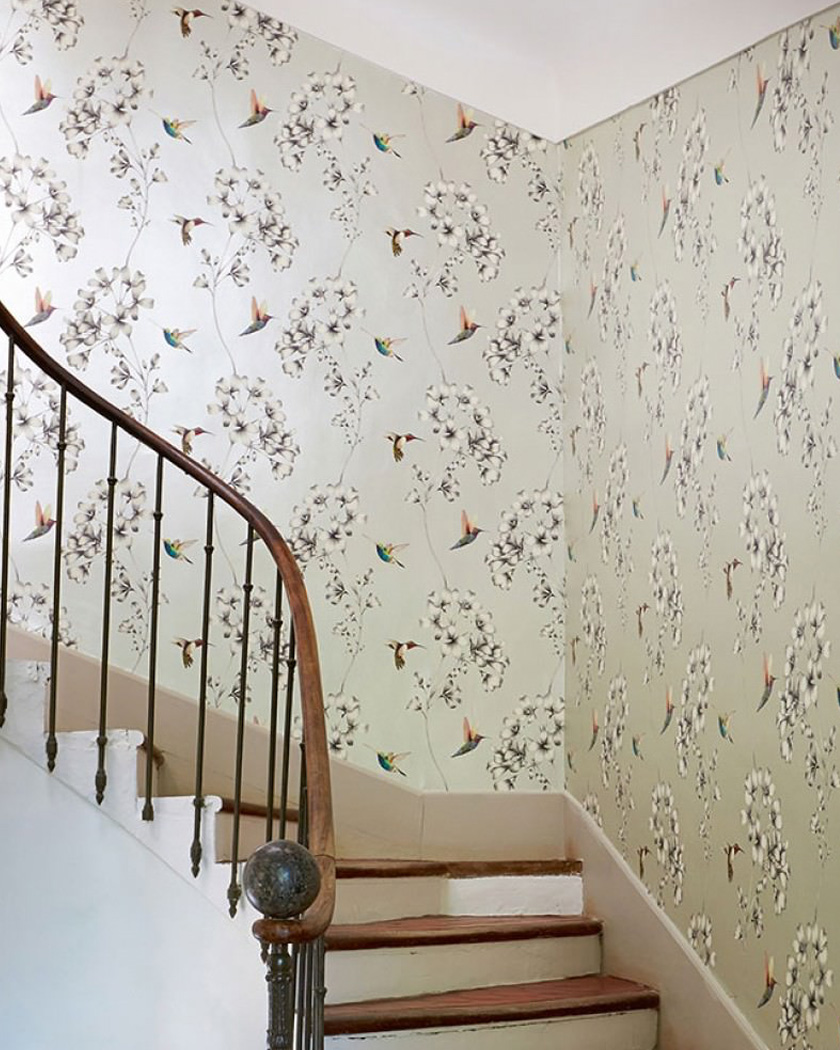 papier peint chambre fleur beige