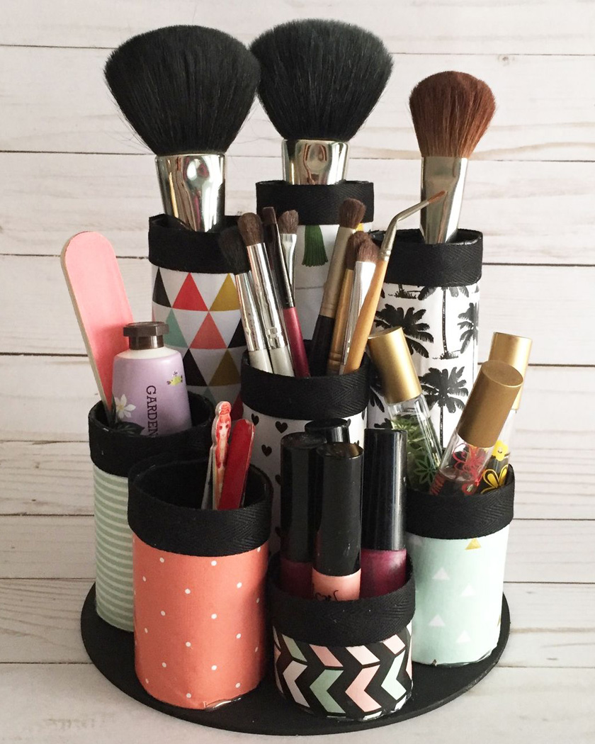 rangement maquillage diy tubes carton