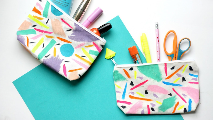 rangement maquillage diy pochette colorée
